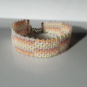 Pastel multi coloured hand beaded bracelet